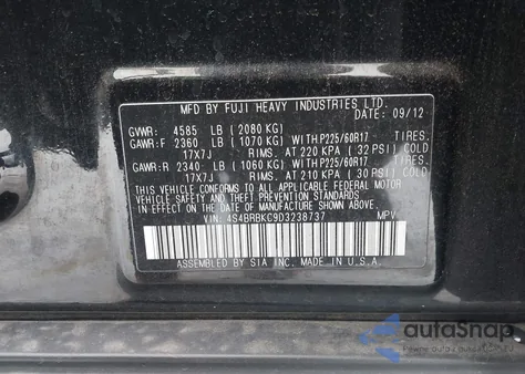 2013 Subaru Outback 2.5I Limited from USA, damaged, VIN 4S4BRBKC9D3238737